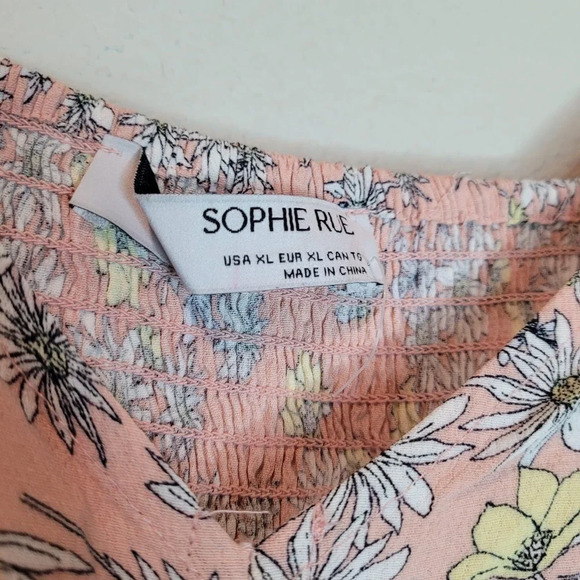 Sophie Rue Women's Crop Blouse Top Size XL Multicolor Viscose Short Sleeves Tie - Picture 4 of 10